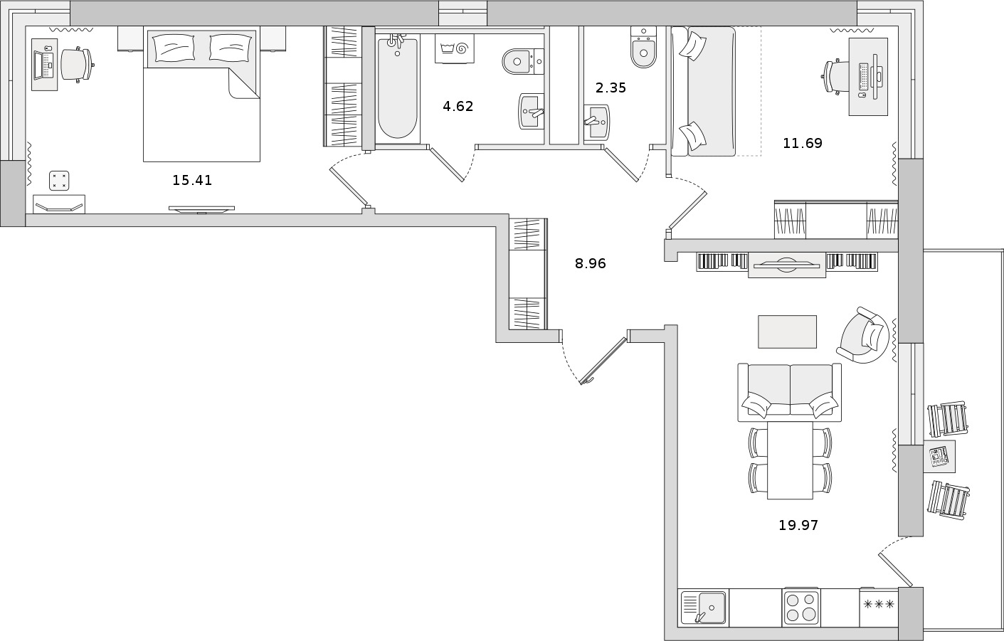 2-комнатная квартира 63 м², 9/9 эт., ЖК «Город Первых»